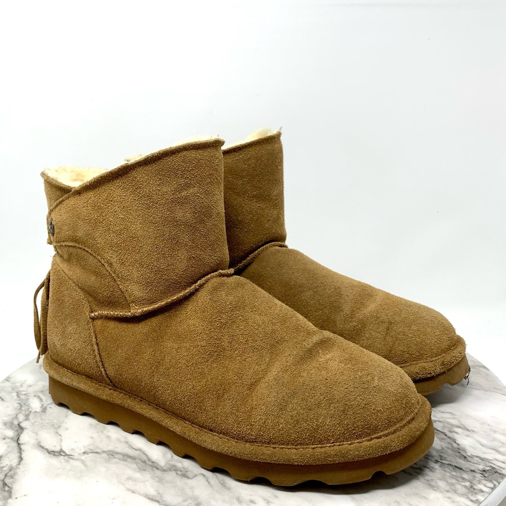 BearPaw Natalia Wool Lining Fringe Tie Boots 8 Cozy Warm Neutral Bohemian Boho